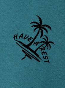 Manfinity RSRT Nam Bản in nhiệt đới Áo thun - Màu xanh ngọc - Xem 4