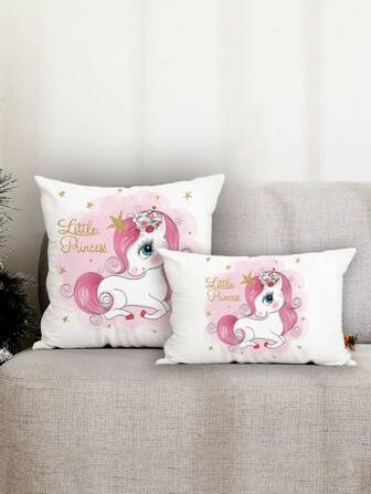 1 unicorn print throw pillowcase
