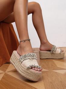 NỮ Xén Thô Đế Espadrille Dép xăng đan , Kỳ nghỉ Mùa hè Hình phẳng Dép xăng đan - Nhiều màu - Xem 4