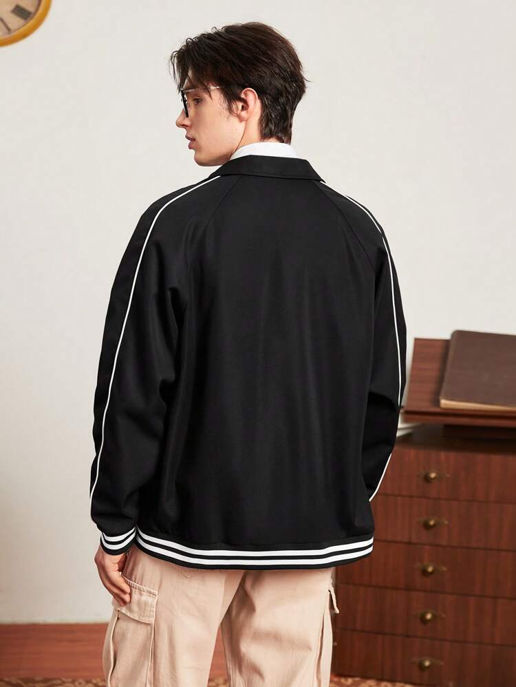 Men Striped Trim Jacket