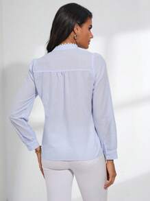 SHEIN BIZwear Striped Print Button Front Shirt Workwear - Multicolor - View 2