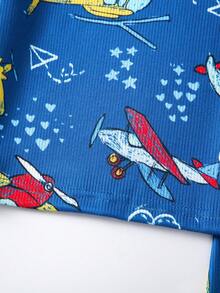 Chàng trai trẻ Máy bay In Áo thun & quần Vừa Khít Bộ PJ - Màu xanh lam - Xem 4