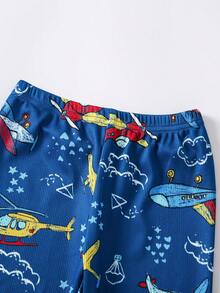 Chàng trai trẻ Máy bay In Áo thun & quần Vừa Khít Bộ PJ - Màu xanh lam - Xem 8