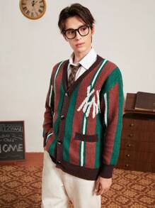 Aesthetic Post Hombres Cárdigan de color combinado - Multicolor - Ver 5