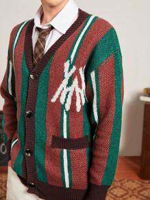 Aesthetic Post Hombres Cárdigan de color combinado - Multicolor - Ver 6