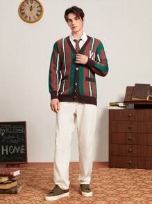 Aesthetic Post Hombres Cárdigan de color combinado - Multicolor - Ver 7