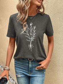 SHEIN Clasi 印花T恤 - 深灰色 - 查看 5