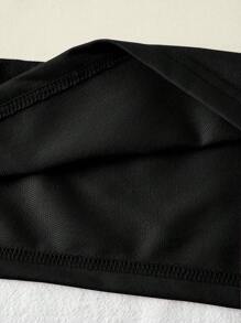 INAWLY 字母图案拼色半拉链 T 恤 图案 T 恤 女式上衣