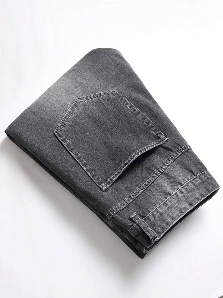 Heren Gescheurde Gerafeld Kleurblok Jeans - Grijs - Bekijken 6