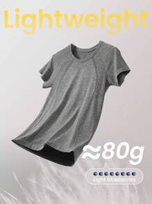 GLOWMODE Liền mạch Tập thể dục Áo sơ mi Thon gọn Ngắn tay Thể thao Nhanh khô Thoáng khí Phòng thể dục Điền kinh - Xám - Xem 6