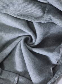 INAWLY 字母圖案袋鼠口袋抽繩加絨內裏連帽衫