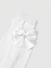 Calcetines largos de punto para niños de la temporada de regreso a la escuela - Blanco - Ver 3