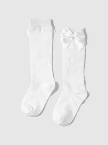 Calcetines largos de punto para niños de la temporada de regreso a la escuela - Blanco - Ver 4