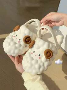 Dễ thương Mùa hè Của phụ nữ Dép đi trong nhà Hoạt hình Hình dạng Trong nhà Ngoài trời Trượt Giày lười - trắng - Xem 3