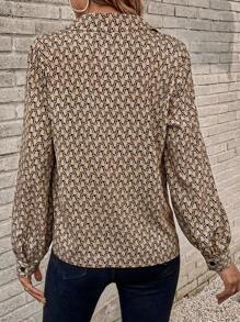 SHEIN Clasi In Toàn bộ Áo sơ mi - màu nâu - Xem 2