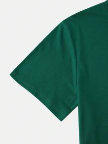 Manfinity Homme 男士棉宇航員印花T恤 - 墨綠色 - 查看 3