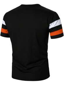 Manfinity Homme Hombres Camiseta de color combinado con botón