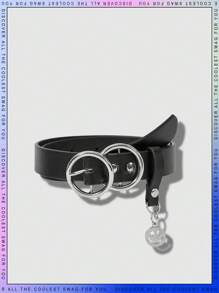 1入組孩子們的雙環黑色皮帶 - 黑色 - 查看 2