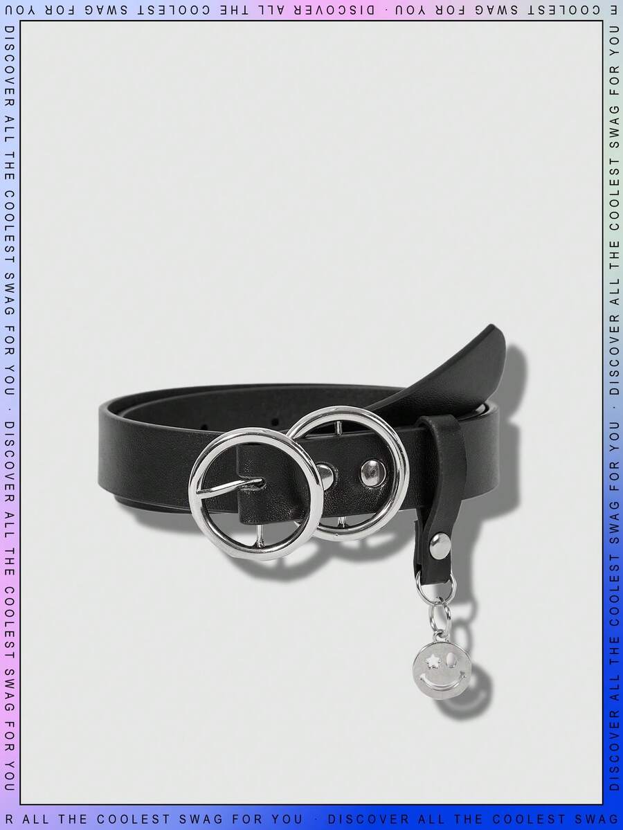 1入組孩子們的雙環黑色皮帶