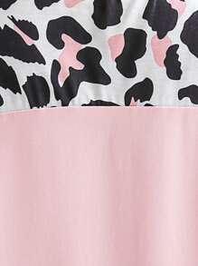 Calvaya Plus Leopard Print Batwing Sleeve Tee - Pink - View 6