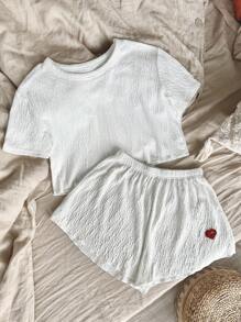 標語圖案休閒服套裝 - 白色 - 查看 2