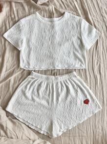 標語圖案休閒服套裝 - 白色 - 查看 6