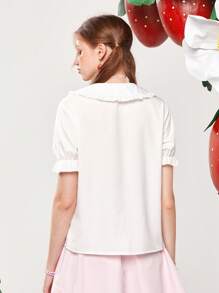 Stami Studios 卡通圖案誇大領口襯衫 - 白色 - 查看 6