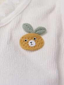 Tween Girl Contrast Lace Cartoon Patched Bra - White - View 4