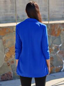 SHEIN Clasi 翻領褶皺袖翻蓋細節西裝外套 - 寶藍色 - 查看 2