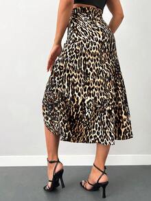 Leopard Print Ruffle Hem Skirt - Multicolor - View 2