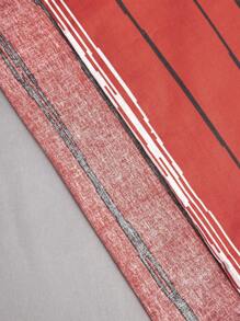 格紋圖案被套套裝內芯 - 紅色 - 查看 6