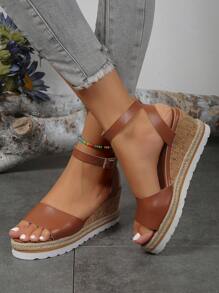 NỮ Đồ trang trí khóa Espadrille Dây đeo mắt cá chân Dép quai hậu , Kỳ nghỉ Nâu Dép xăng đan Cho mùa hè - màu nâu - Xem 3