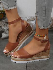 NỮ Đồ trang trí khóa Espadrille Dây đeo mắt cá chân Dép quai hậu , Kỳ nghỉ Nâu Dép xăng đan Cho mùa hè - màu nâu - Xem 4