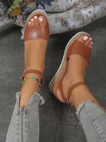 NỮ Đồ trang trí khóa Espadrille Dây đeo mắt cá chân Dép quai hậu , Kỳ nghỉ Nâu Dép xăng đan Cho mùa hè - màu nâu - Xem 5