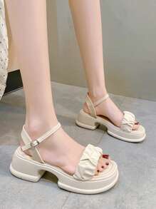 NỮ Xù Nền tảng Dép Quai Quai Mắt Cá Chân , Thanh lịch Mùa hè Màu be Dép quai hậu - Màu be - Xem 2