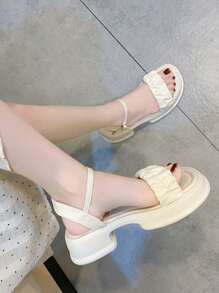 NỮ Xù Nền tảng Dép Quai Quai Mắt Cá Chân , Thanh lịch Mùa hè Màu be Dép quai hậu - Màu be - Xem 3