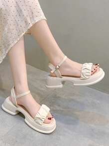 NỮ Xù Nền tảng Dép Quai Quai Mắt Cá Chân , Thanh lịch Mùa hè Màu be Dép quai hậu - Màu be - Xem 4
