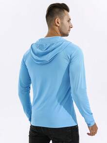 Hombres Cazadora deportiva con cremallera con capucha - Celeste - Ver 2