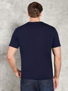 Manfinity NXTstreet Men Letter Patched Tee - Navy Blue - View 2