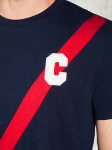 Manfinity NXTstreet Men Letter Patched Tee - Navy Blue - View 3