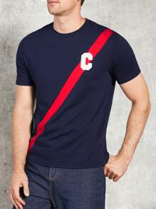 Manfinity NXTstreet Men Letter Patched Tee - Navy Blue - View 1