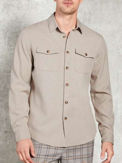 Manfinity NXTstreet 男士翻蓋口袋前紐扣襯衫