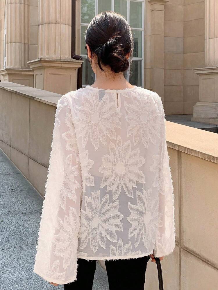 Casual Business Lace Long Sleeve Blouse For Women Going Out Tops Sheer,Fall Women Clothes