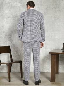 Manfinity VCAY Men 1pc Gingham Print Single Breasted Blazer & 1pc Trousers - Multicolor - View 2