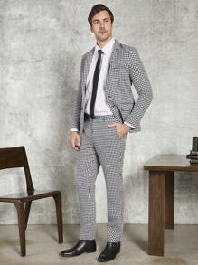 Manfinity VCAY Men 1pc Gingham Print Single Breasted Blazer & 1pc Trousers - Multicolor - View 6