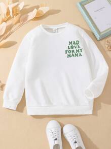 SHEIN Young Boy Slogan Graphic Sweatshirt - White - View 2