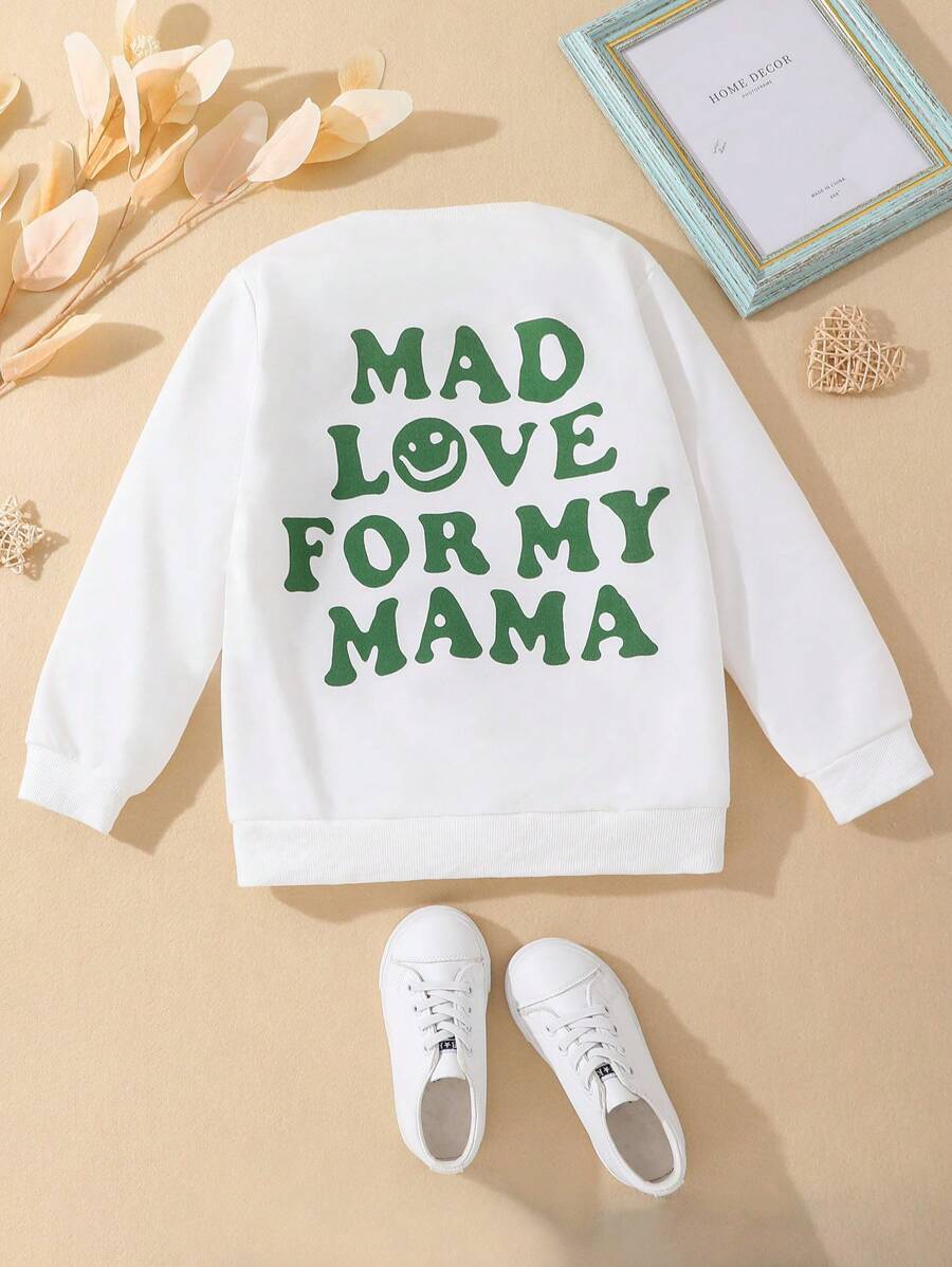 SHEIN Young Boy Slogan Graphic Sweatshirt - White - View 1