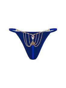 Chain Detail Sexy Thong - Royal Blue - View 1