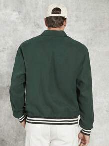 Manfinity VCAY Men's Letter Patched Striped Trim Oversized Jacket
