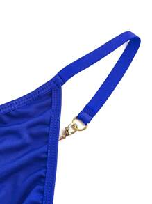 Chain Detail Sexy Thong - Royal Blue - View 4